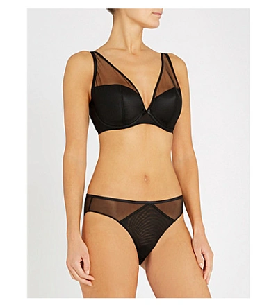 Aubade Nudessence Mesh Comfort Plunge Bra In Noir