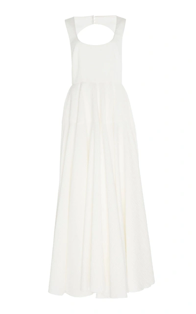Emilia Wickstead Amal Pleated Cotton-blend Crepe Midi Dress In White