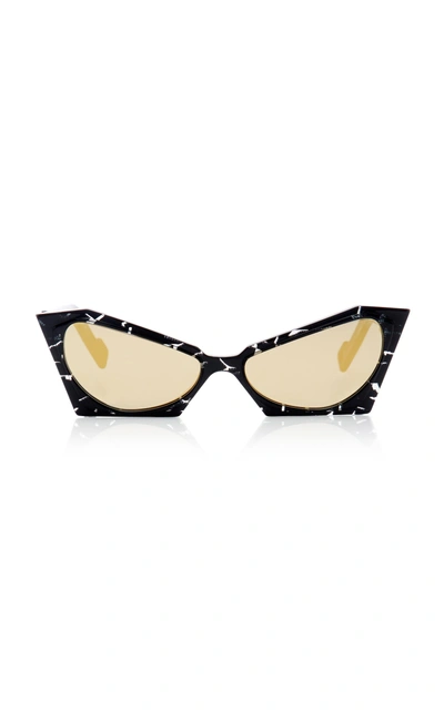 Pawaka Empatbellas Cat-eye Marbled Acetate Sunglasses In Black
