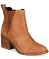 Toms Women's Esme Leather Block-heel Booties In Tan Leather