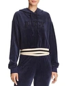 Juicy Couture Black Label Luxe Velour Logo Hoodie In Royal Navy