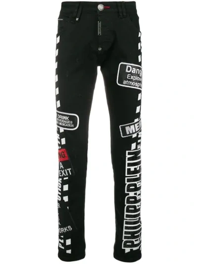 Philipp Plein Warning Jeans In Black