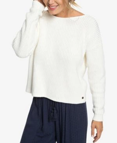 Roxy Juniors' Bamboo Bridge Twist-back Sweater In Marshmallow