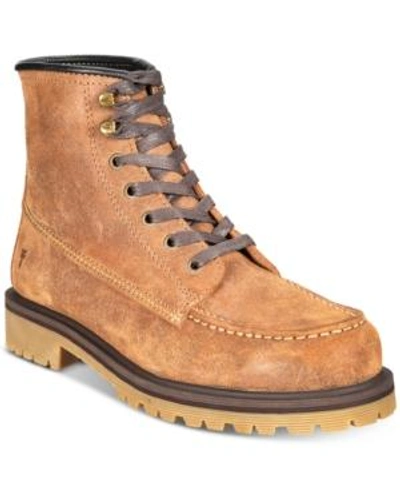 Frye Men's Pine Lug Leather Work Boots, Created For Macy's Men's Shoes In Cognac