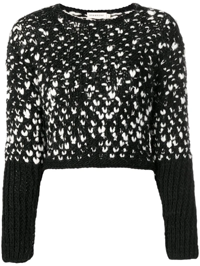 One On One Cropped Crew Neck Jumper In Black