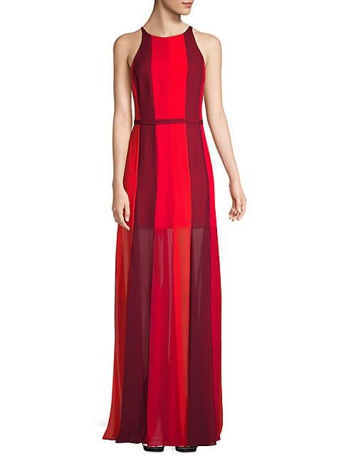 halston heritage red gown