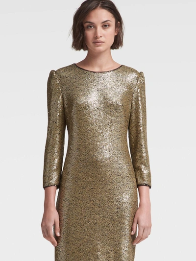 Dkny Women's Sequined Dress With Shoulder Detail - In Gold