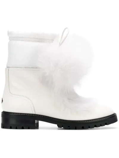 Jimmy Choo Glacie Flat Ankle Boots In White