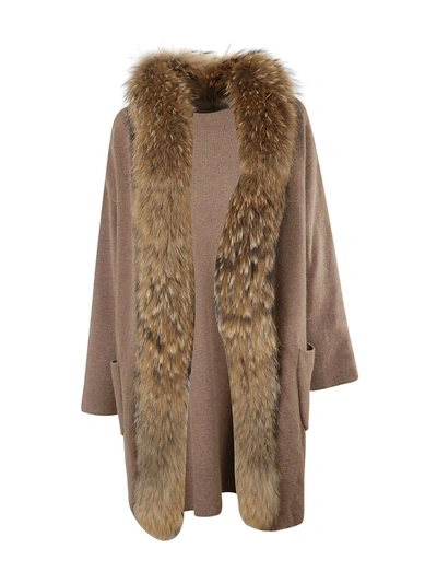 Rizal Fur Oversized Coat In Brown