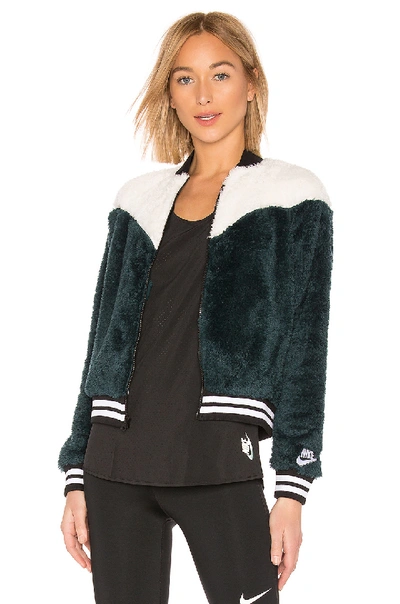 Nike Women's Sportswear Sherpa Wolf Bomber Jacket, Blue In Black Sail &  White | ModeSens