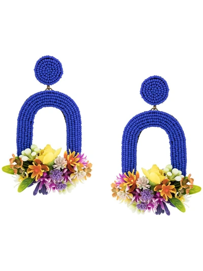 Ken Samudio Oversized Floral Bead Earrings - Blue