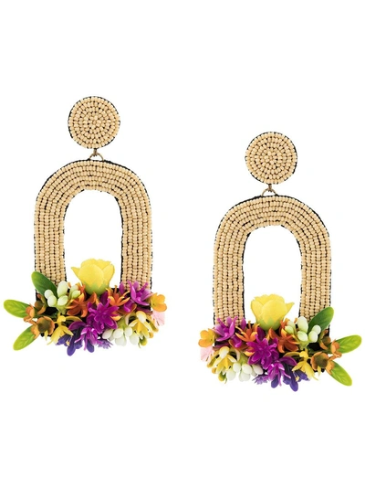 Ken Samudio Oversized Floral Bead Earrings - Neutrals