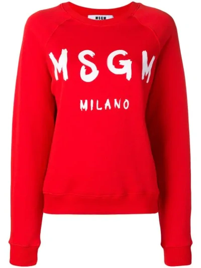 Msgm Logo Printed Sweatshirt In Red