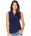 Anne Klein Single Pleat V-neck Sleeveless Blouse, Eclipse