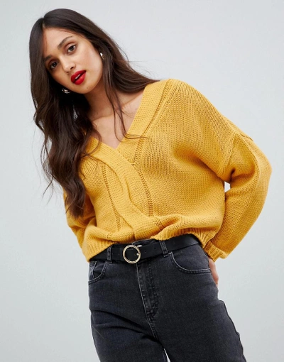 Ax Paris Cable Knit Sweater-yellow
