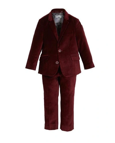 Appaman Boys' Two-piece Mod Velvet Suit, 2-14 In Red