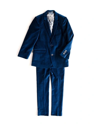 Appaman Boys' Two-piece Mod Velvet Suit, 2-14 In Blue
