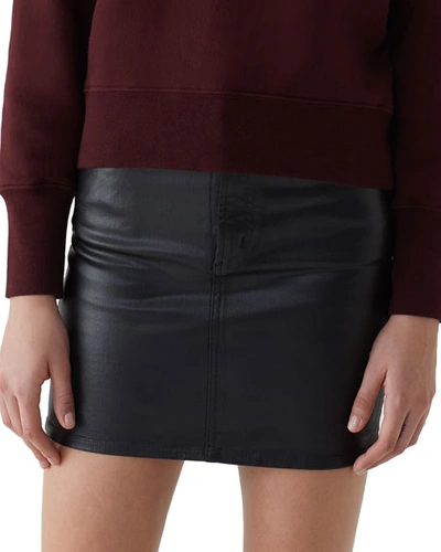Agolde Lydia 5-pocket Mini Skirt With Leatherette Coating In Black