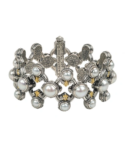 Konstantino Thalia Multi-pearl Open Bracelet In Silver/ Pearl