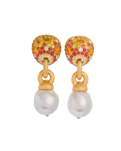 Margot Mckinney Jewelry 18k Sapphire & Baroque Pearl Drop Earrings