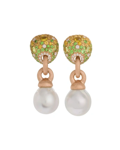 Margot Mckinney Jewelry 18k Green Stone & Baroque Pearl Drop Earrings