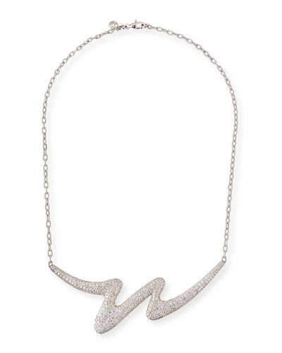 Carelle Brushstroke 18k White Gold Diamond Necklace
