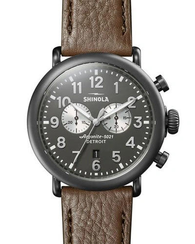 Shinola Men's 47mm Runwell Chronograph Watch - Gunmetal Case In Walnut/ Gunmetal