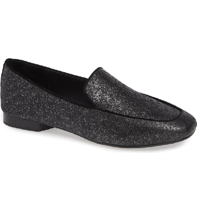 Donald J Pliner Heddy Glittered Flat Loafers In Silver Glitter Suede