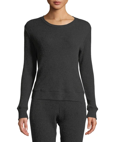 Enza Costa Cashmere Long-sleeve Thermal Sweatshirt In Blue