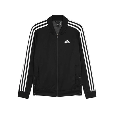 Adidas Training Snap Track Black Jersey Sweatshirt In Black And White