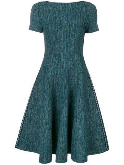 Bottega Veneta Stretch Knit Boatneck Dress With Intreccio Detail In Blue