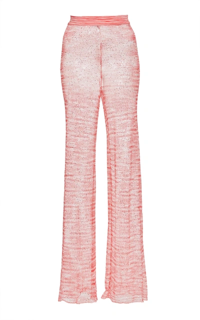 Missoni Straight-leg Open-knit Pants In Pink