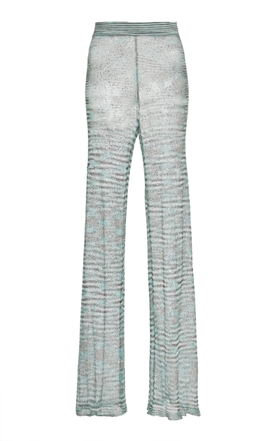 Missoni Straight-leg Open-knit Pants In Blue