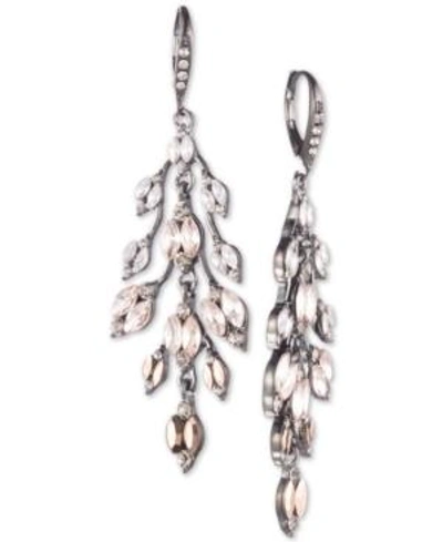 Jenny Packham Pave Crystal Leaf Chandelier Earrings In Hematite