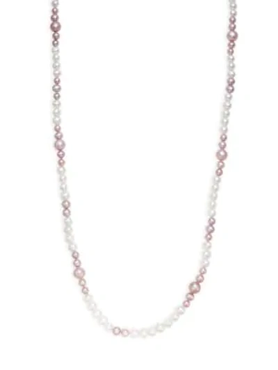 Belpearl 13-14mm Pink & White Round Freshwater Pearl Necklace/36"