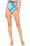Diane Von Furstenberg Cheeky High Waisted Bikini Bottoms In Hewes Cyan Multi & Currant