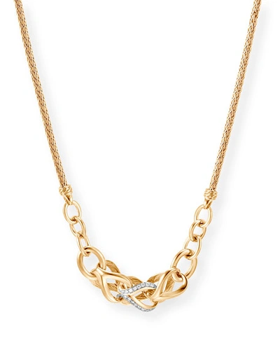 John Hardy 18k Yellow Gold Classic Chain Pave Diamond Station Necklace, 16 In White/gold