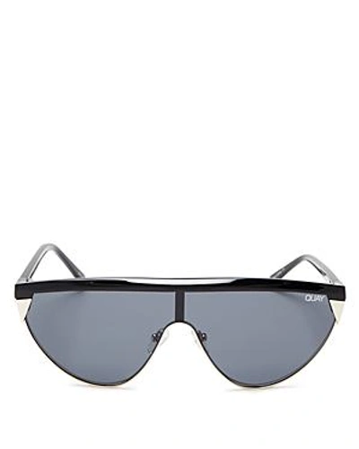 Quay X Elle Ferguson Goldie 48mm Shield Sunglasses - Black/ Smoke