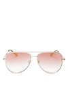 Quay X Desi Perkins High Key 62mm Aviator Sunglasses - Rose/ Copper Fade
