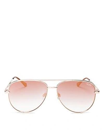 Quay X Desi Perkins High Key 62mm Aviator Sunglasses - Rose/ Copper Fade