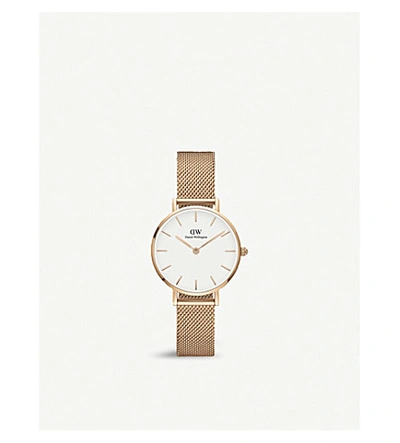 Daniel Wellington Classic Petite Mesh Strap Watch, 28mm In Rose Gold/ White/ Rose Gold