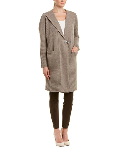 Lafayette 148 Cashmere Ribbed Cardigan In Nocolor