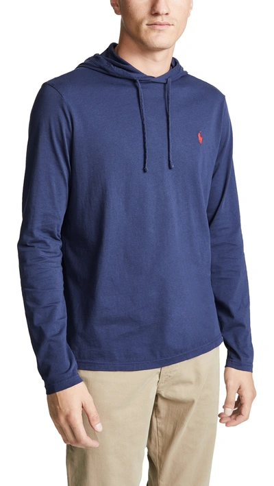 Polo Ralph Lauren Player Logo Hooded Long Sleeve T-shirt In Navy | ModeSens