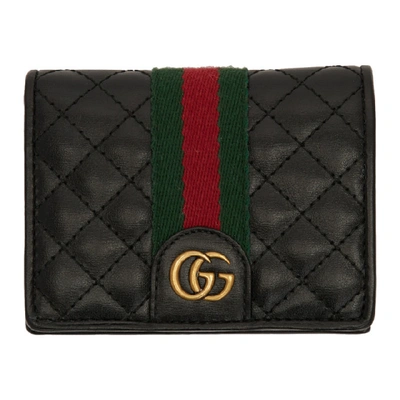 Gucci Leather Card Case Wallet With Double G In 1060 Black