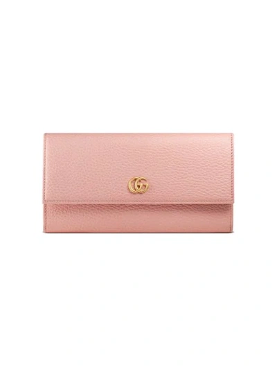 Gucci Gg Marmont Leather Continental Wallet In Pink