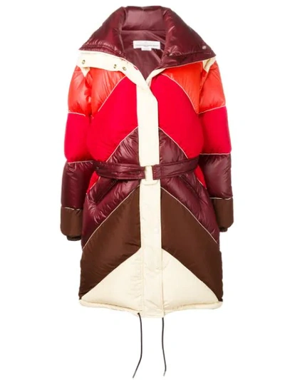 Golden Goose Red Multi-polyester Long Down Jacket In Basic