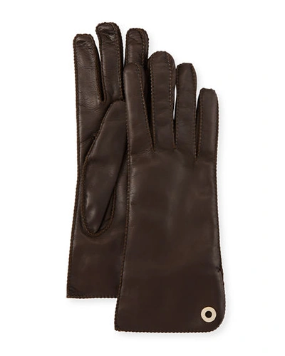 Loro Piana Jacqueli Leather Gloves In Ebony