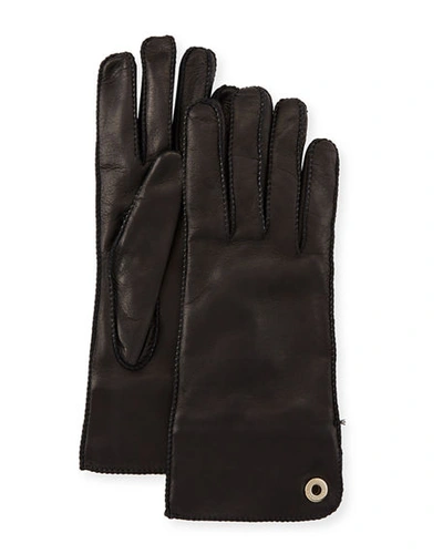 Loro Piana Jacqueli Leather Gloves In Black Auburn