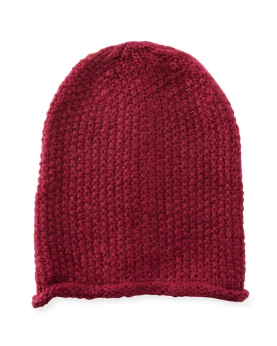 Rebecca Minkoff Simple Solid Slouchy Beanie Hat In Purple Potion
