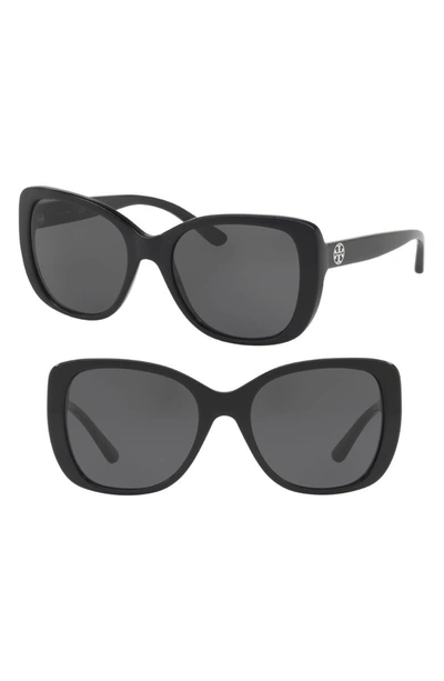 Tory Burch Gradient Rectangle Sunglasses In Grey-black